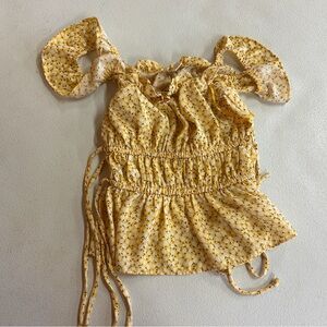 London Rose Yellow Floral Smocked Top - Size XS